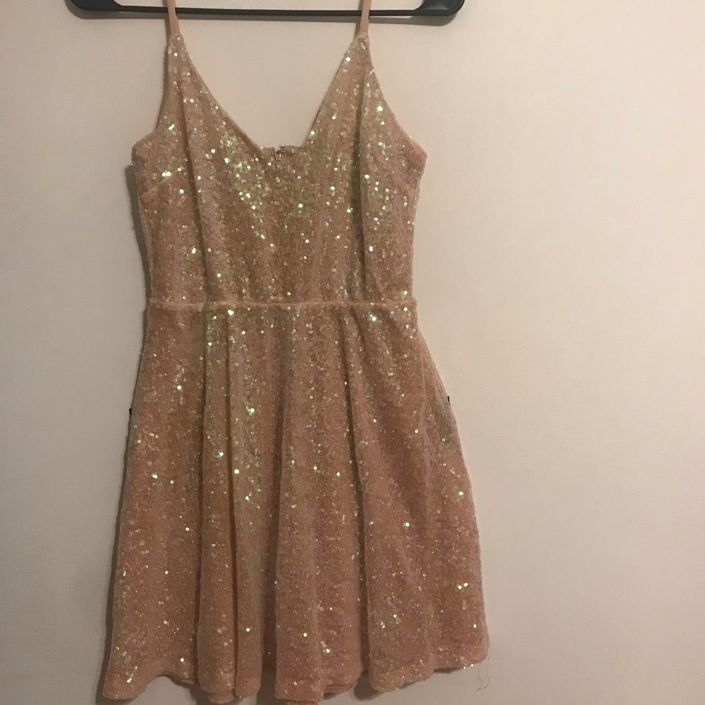 Rose gold sequin dress